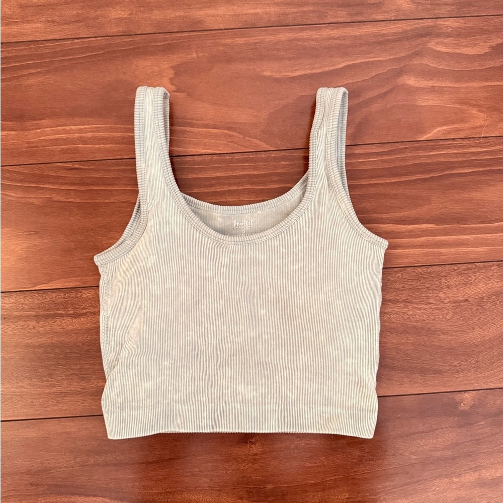 Posh Light Gray Ribbed Tank Top